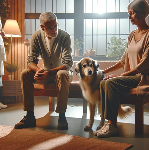 Senior couple with adopted senior dog